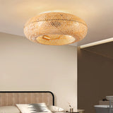 Ventilateur de plafond bohème en bambou avec lumière réversible à 6 vitesses pour chambre