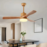 Ventilateur de plafond en bois scandinave avec lumière LED silencieux à 3 vitesses et télécommande pour salon