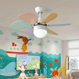 Ventilateur de plafond enfant avec lumière LED macaron silencieux moteur DC télécommande mode été hiver 3 vitesses