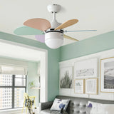 Ventilateur de plafond enfant avec lumière LED macaron silencieux moteur DC télécommande mode été hiver 3 vitesses