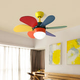 Ventilateur de plafond enfant coloré et moderne avec lumière LED moteur DC silencieux 6 vitesses fonction été hiver et télécommande Ø 76 cm