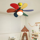 Ventilateur de plafond enfant coloré et moderne avec lumière LED moteur DC silencieux 6 vitesses fonction été hiver et télécommande Ø 76 cm