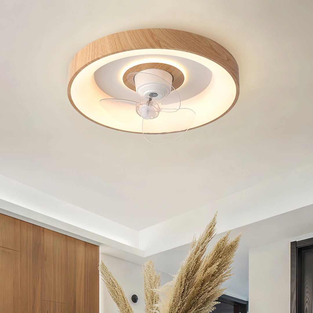 Ventilateur de plafond silencieux avec lumière scandinave LED dimmable moteur DC 6 vitesses avec oscillation à 360° pour chambre
