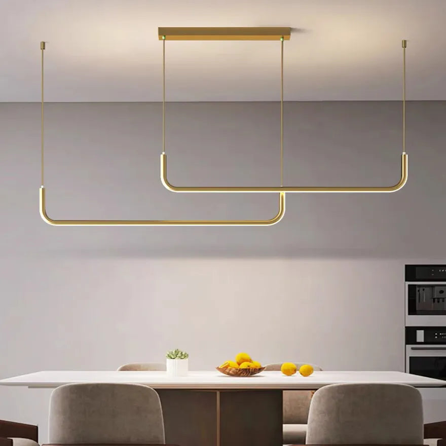 Suspension linéaire LED minimaliste en métal dimmable pour salle à manger