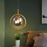 Suspension boule en verre design moderne LED hauteur réglable pour chevet