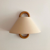 Applique Murale Japonaise en Tissu Beige LED pour Chevet