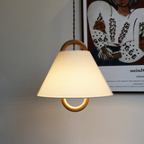 Applique Murale Japonaise en Tissu Beige LED pour Chevet