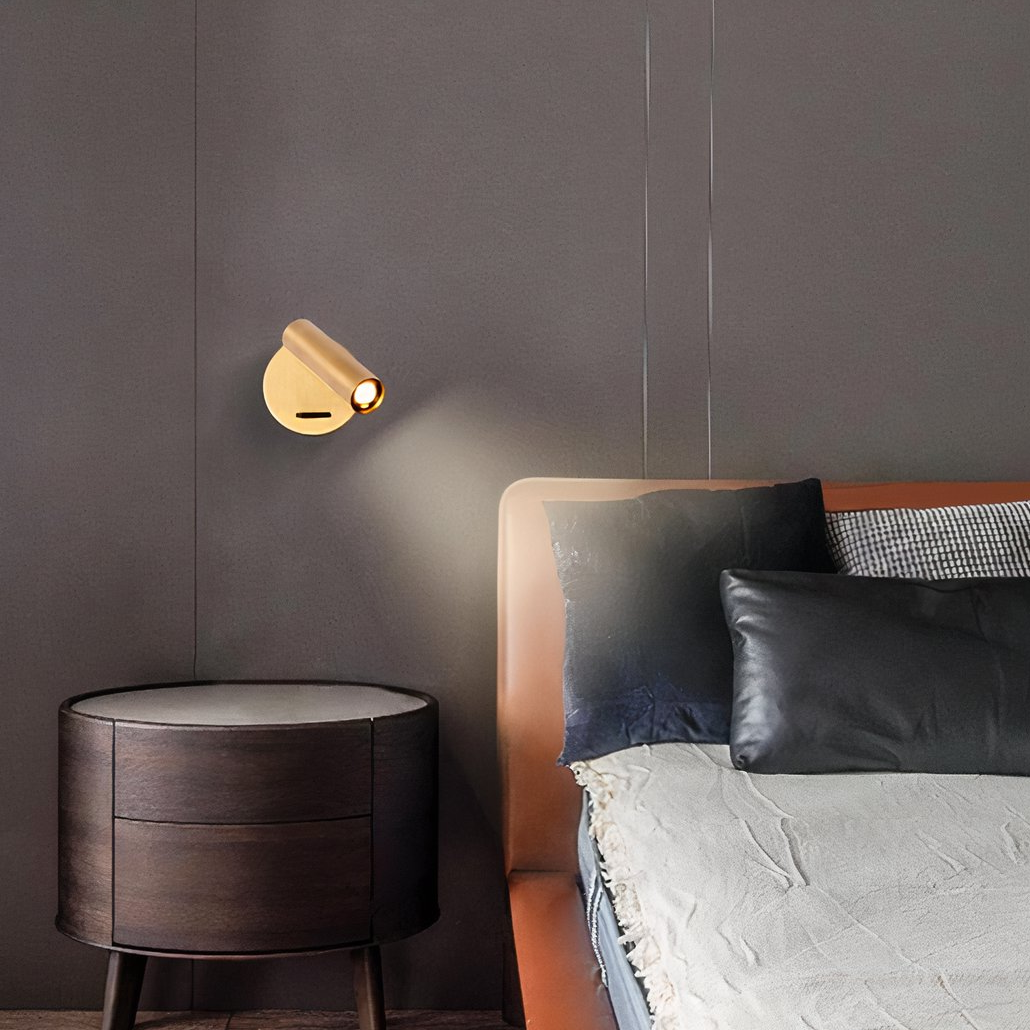Applique Liseuse Murale Orientable en Laiton Doré Moderne pour Chevet