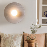 Applique Murale Ronde Japonaise LED Effet Plâtre Texturé Beige