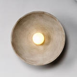 Applique Murale Ronde Japonaise LED Effet Plâtre Texturé Beige