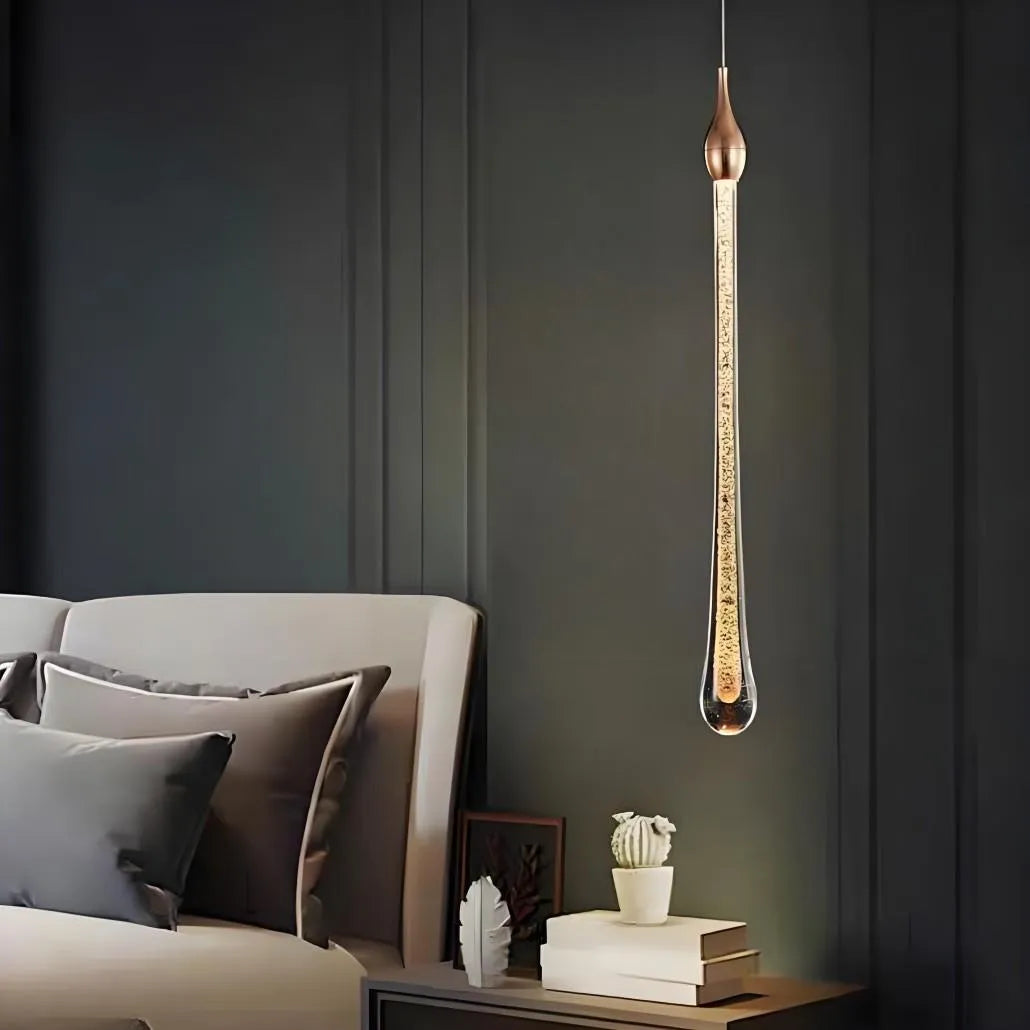 Suspension Goutte D’Eau En Cristal Doré LED Classique Pour Salon