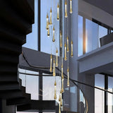 Suspension Goutte D’Eau En Cristal Doré LED Classique Pour Salon