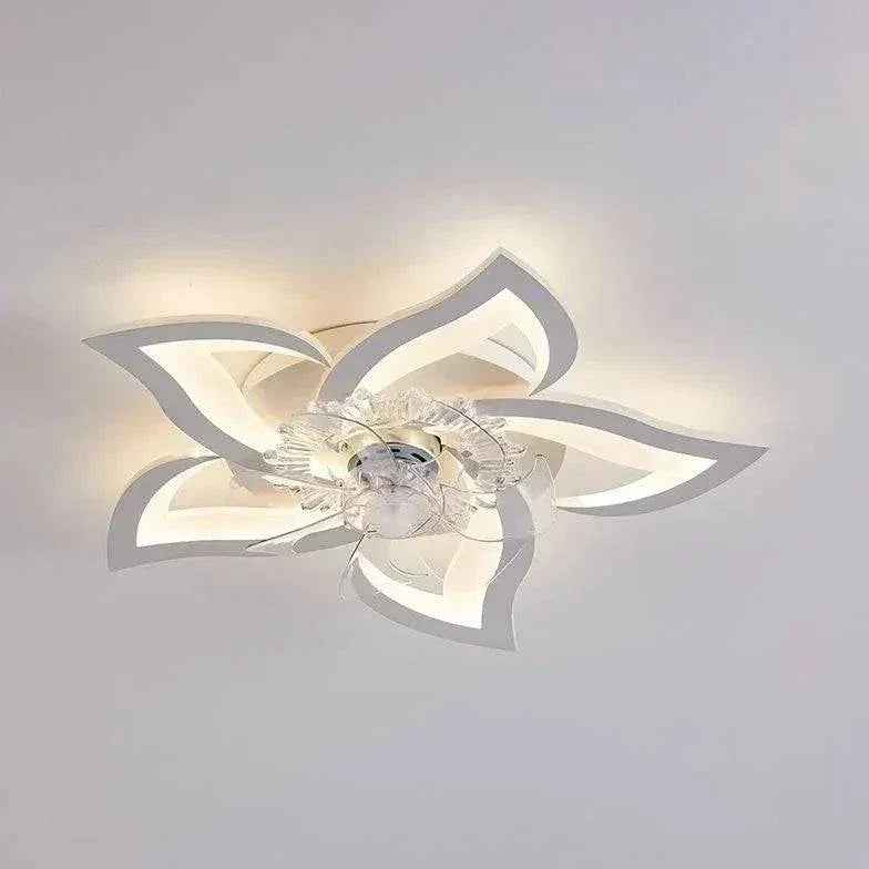Ventilateur Plafonnier Led Fleur Blanche Pour Chambre - Lampe Magasin