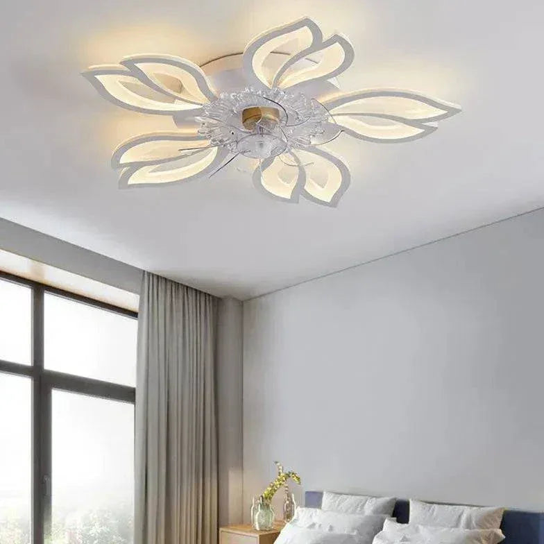 Ventilateur Plafonnier Led Fleur Blanche Pour Chambre - Lampe Magasin