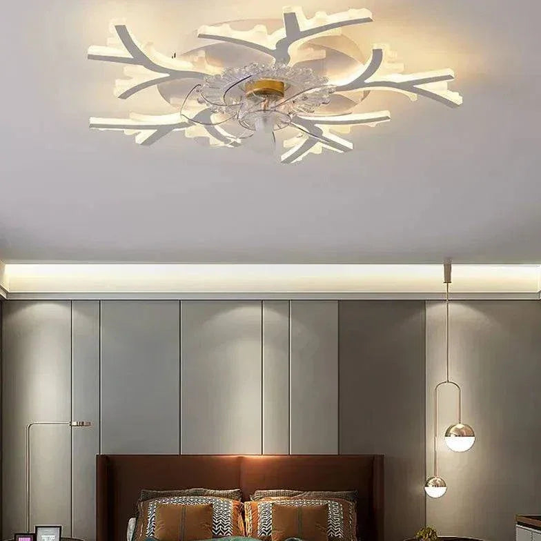 Ventilateur Plafonnier Led Fleur Blanche Pour Chambre - Lampe Magasin