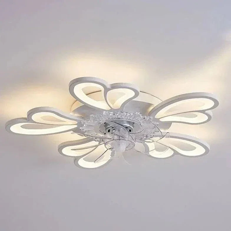 Ventilateur Plafonnier Led Fleur Blanche Pour Chambre - Lampe Magasin