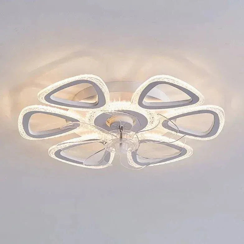 Ventilateur Plafonnier Led Fleur Blanche Pour Chambre - Lampe Magasin