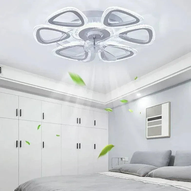 Ventilateur Plafonnier Led Fleur Blanche Pour Chambre - Lampe Magasin