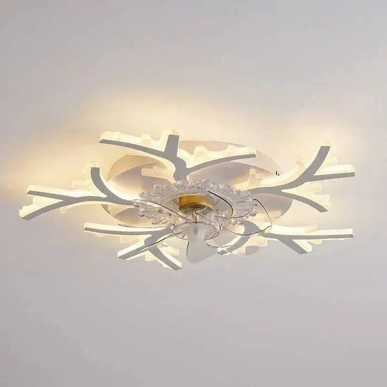 Ventilateur Plafonnier Led Fleur Blanche Pour Chambre - Lampe Magasin