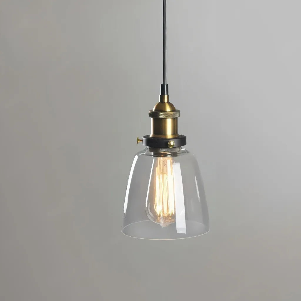 Suspension industrielle vintage en verre à hauteur réglable pour salle à manger