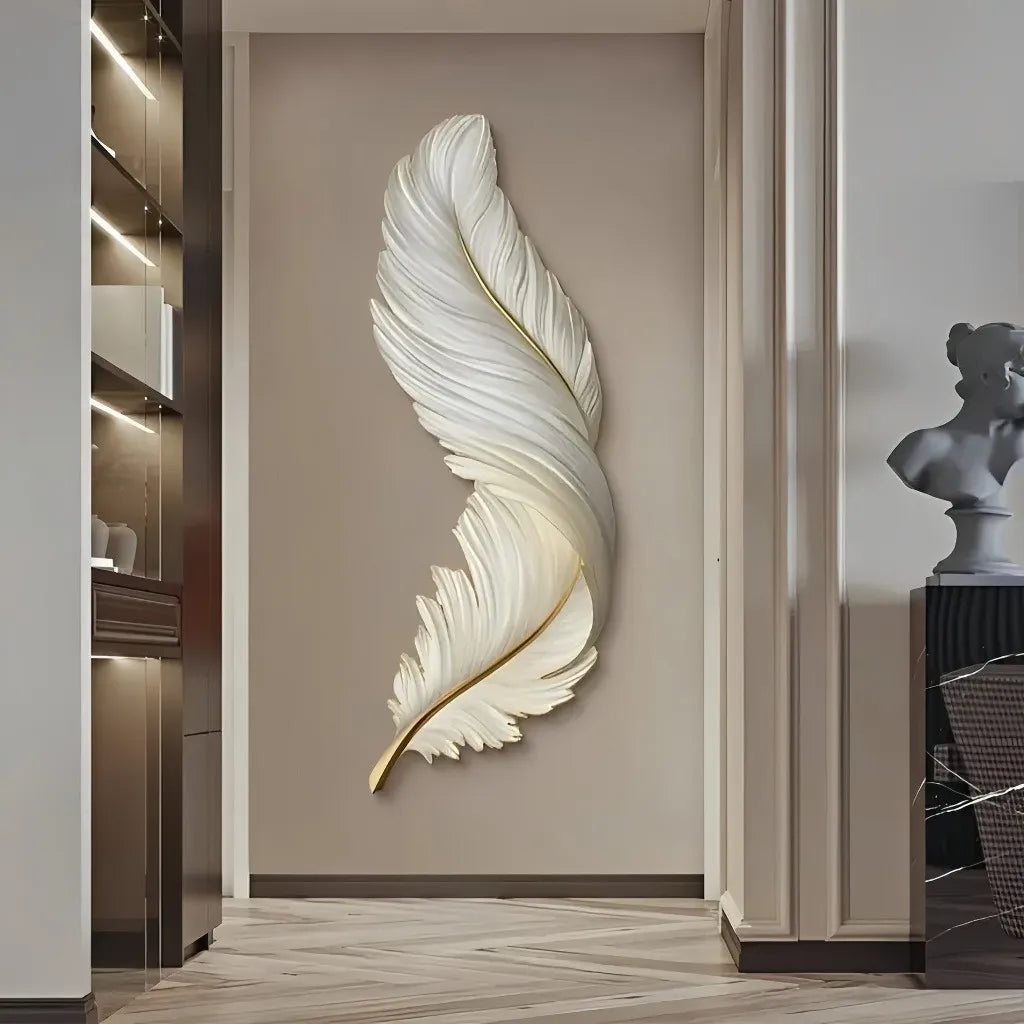 Applique murale en plume moderne verticale LED dimmable décorative pour salon