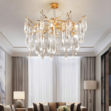 Lustre goutte d'eau en cristal doré LED moderne pour salon