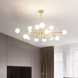 Lustre sputnik moderne doré LED à boules en verre pour salon