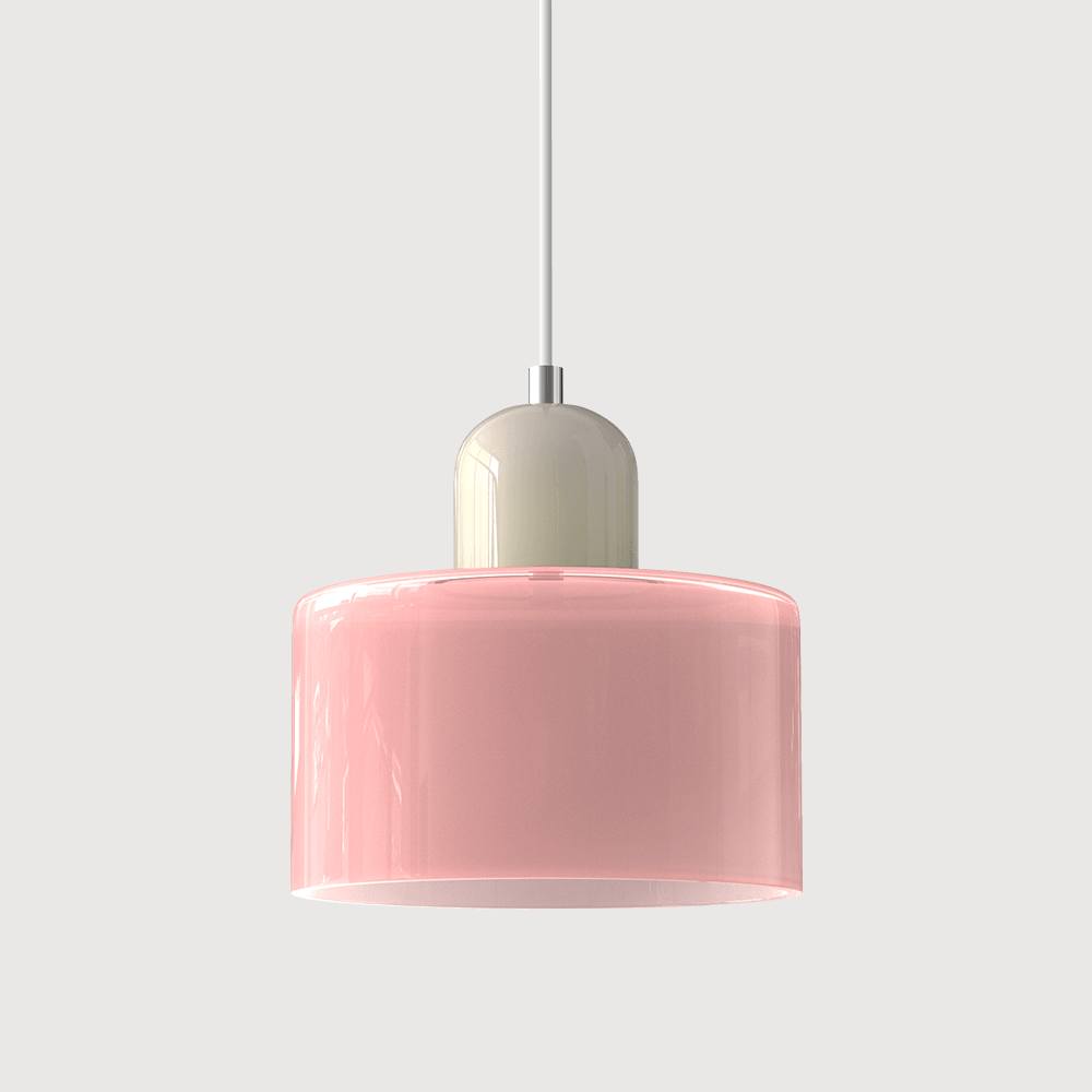 Suspension Contemporaine LED Cylindrique En Verre Coloré Pour Salle À Manger
