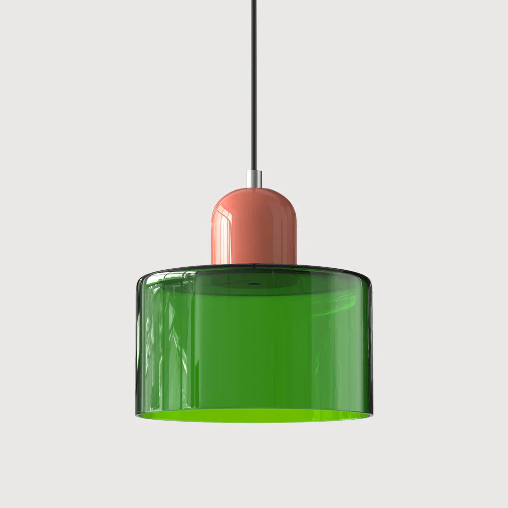 Suspension Contemporaine LED Cylindrique En Verre Coloré Pour Salle À Manger