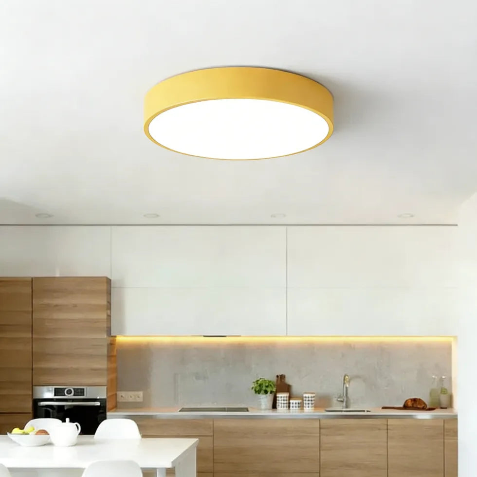 Plafonnier rond LED scandinave macaron dimmable pour chambre