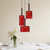 Suspension en verre cylindrique moderne LED hauteur réglable pour salle à manger