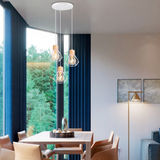 Suspension 3 Lampes LED Diamant Bois Et Métal Pour Salle À Manger