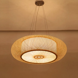 Suspension Bambou Ronde LED Naturelle Beige Pour Salle À Manger