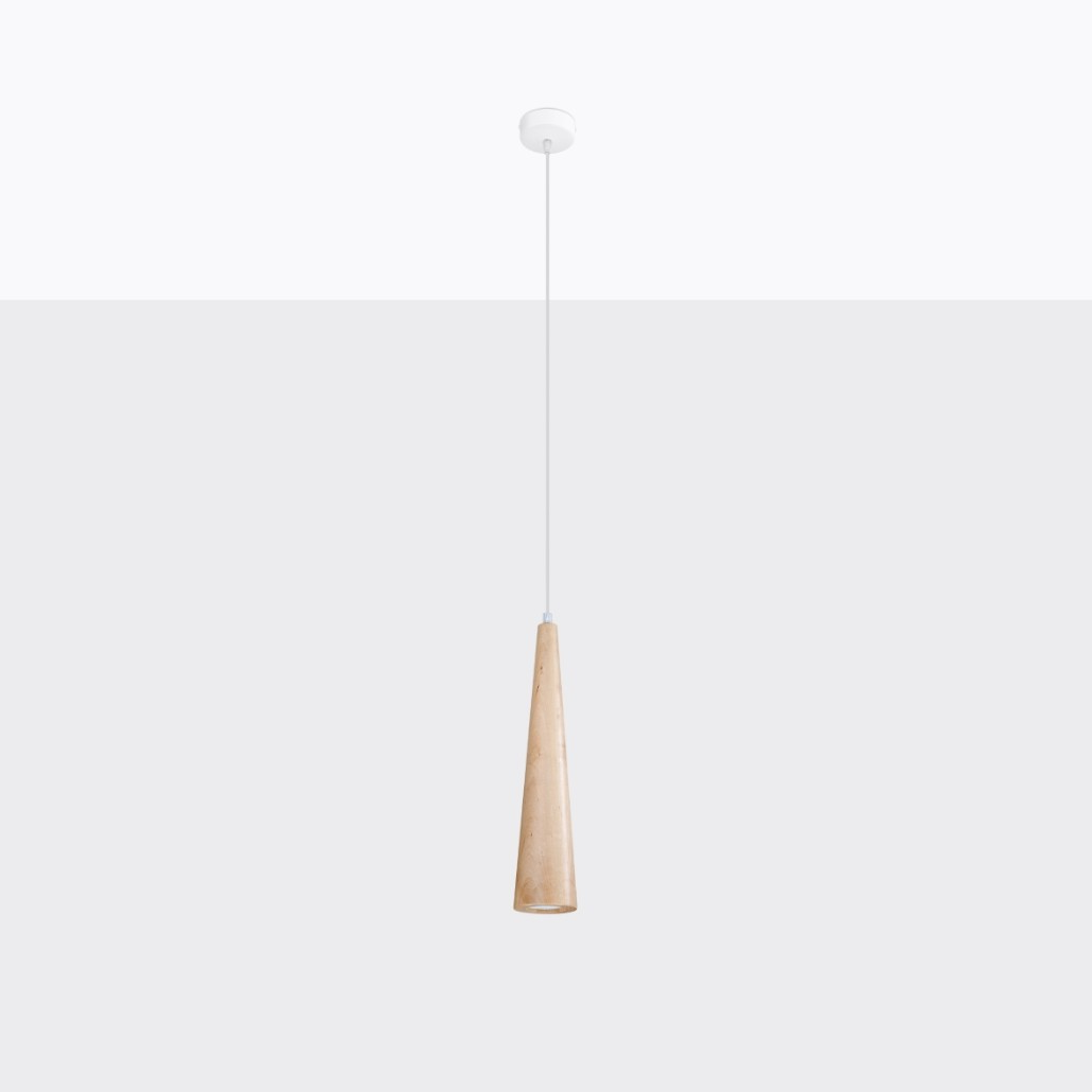 Suspension Bois Naturel LED Scandinave Conique Pour Salle À Manger