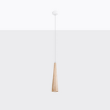 Suspension Bois Naturel LED Scandinave Conique Pour Salle À Manger