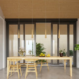 Suspension Bois Naturel LED Scandinave Conique Pour Salle À Manger