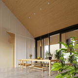 Suspension Bois Naturel LED Scandinave Conique Pour Salle À Manger