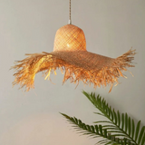 Suspension Bohème Chapeau en Rotin Raphia Pour Salon