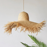 Suspension Bohème Chapeau en Rotin Raphia Pour Salon