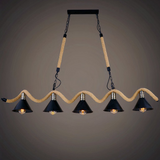 Suspension Corde Industrielle LED Cinq Têtes Noir Salle À Manger