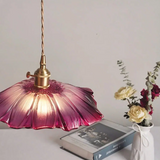 Suspension Fleur Vintage En Verre Rose LED Pour Salon