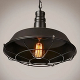 Suspension Industrielle LED Abat Jour En Fer Forgé Noir