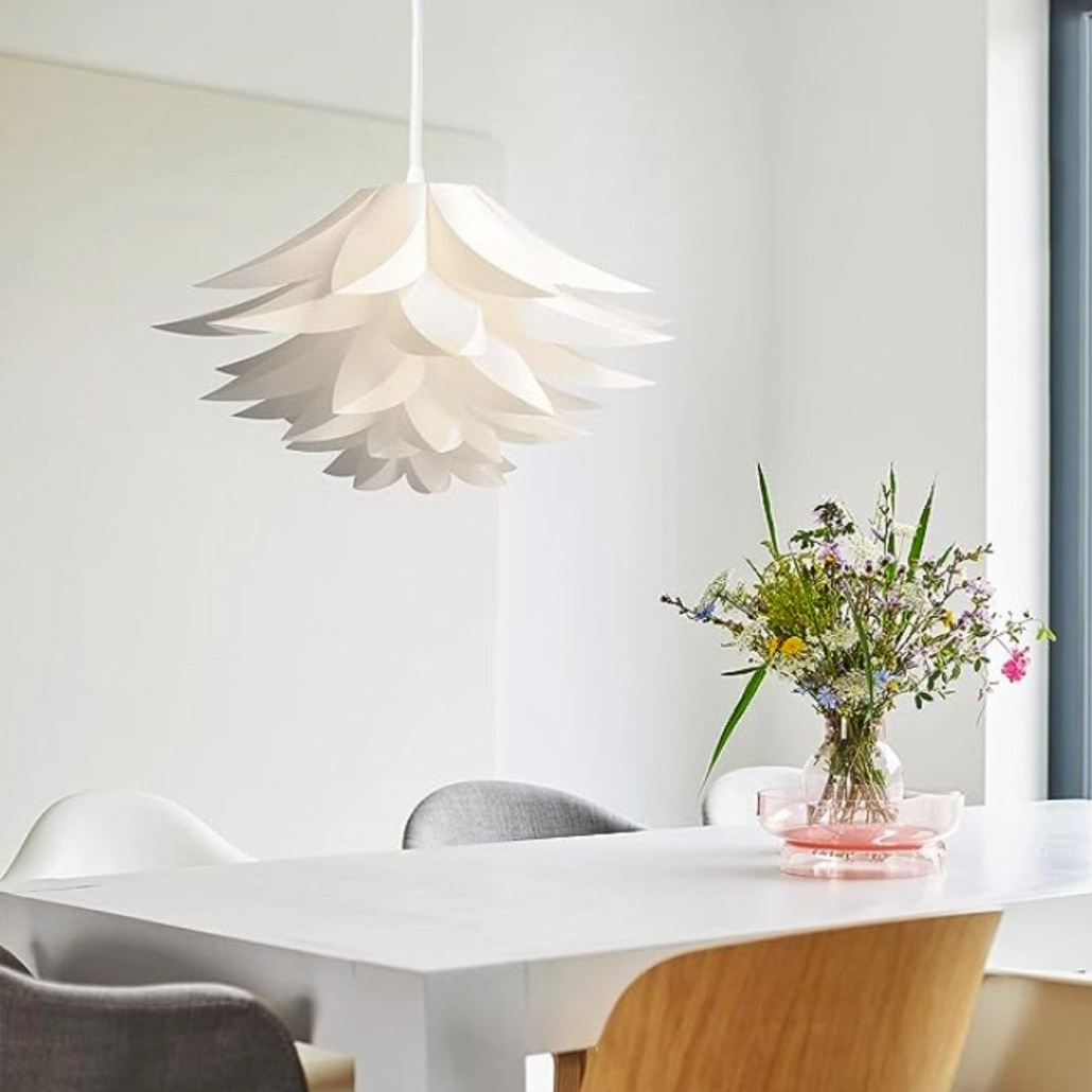 Suspension Origami LED Décorative Fleur Design Moderne Blanc