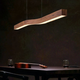Suspension Scandinave LED en Bois Marron Horizontale Pour Salle À Manger